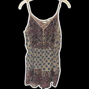 Vintage Angie Romper | Bohemian Pattern | Paisley Print | Size Large